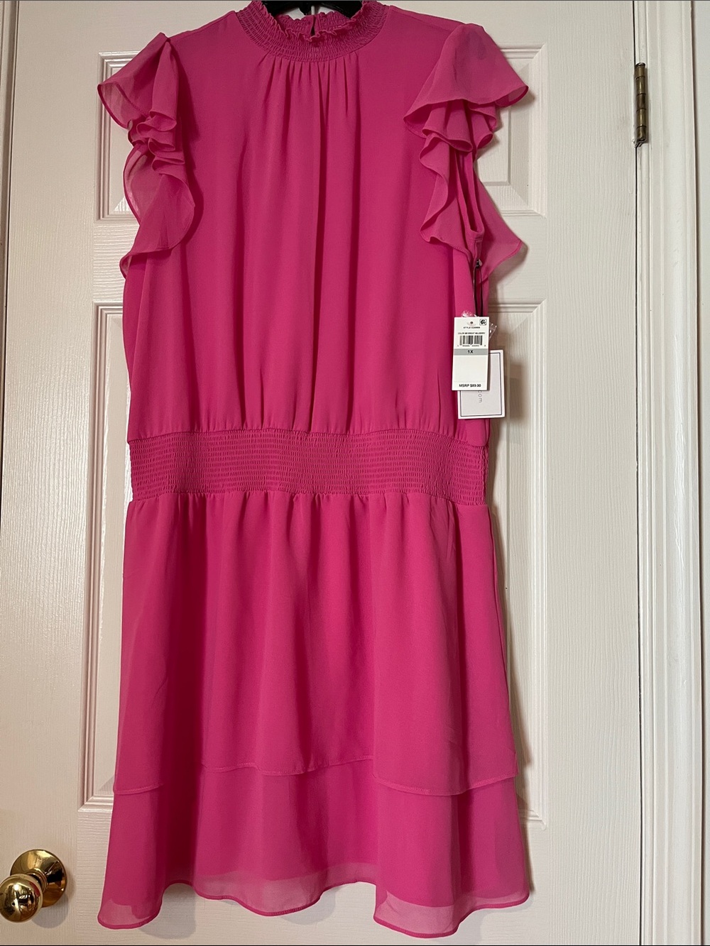 1. State Fuchsia Ruffle-Sleeve Midi Dress